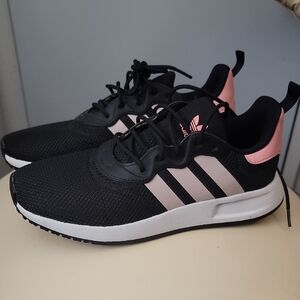 Adidas Women's Xplr Path Black and Pink Striped Sneakers
